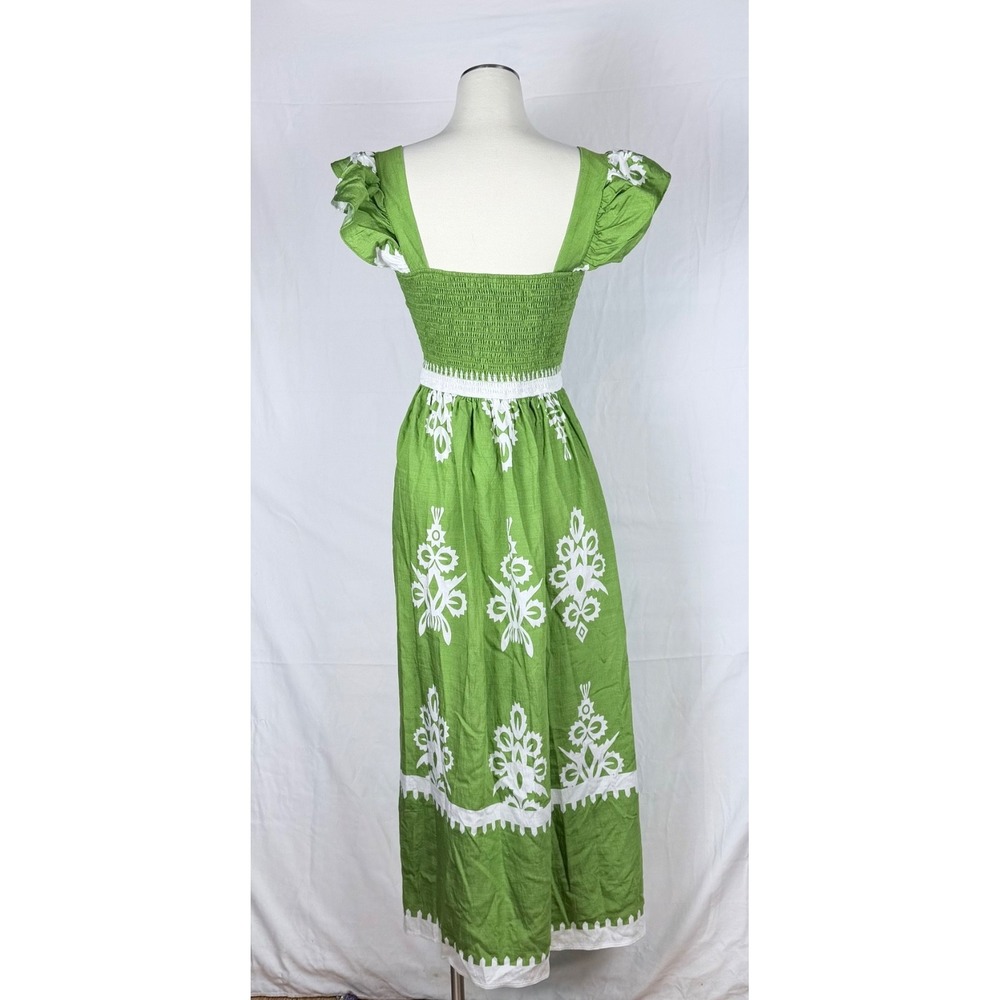 BTFBM Sleeveless Maxi Dress M Smocked Pockets Fiesta Summer Resort Tropical - Picture 11 of 11